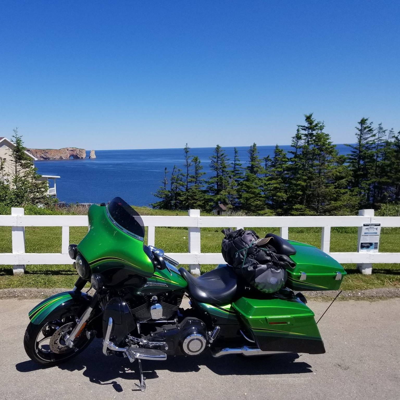 Motorcycle repair of a green motorcycle