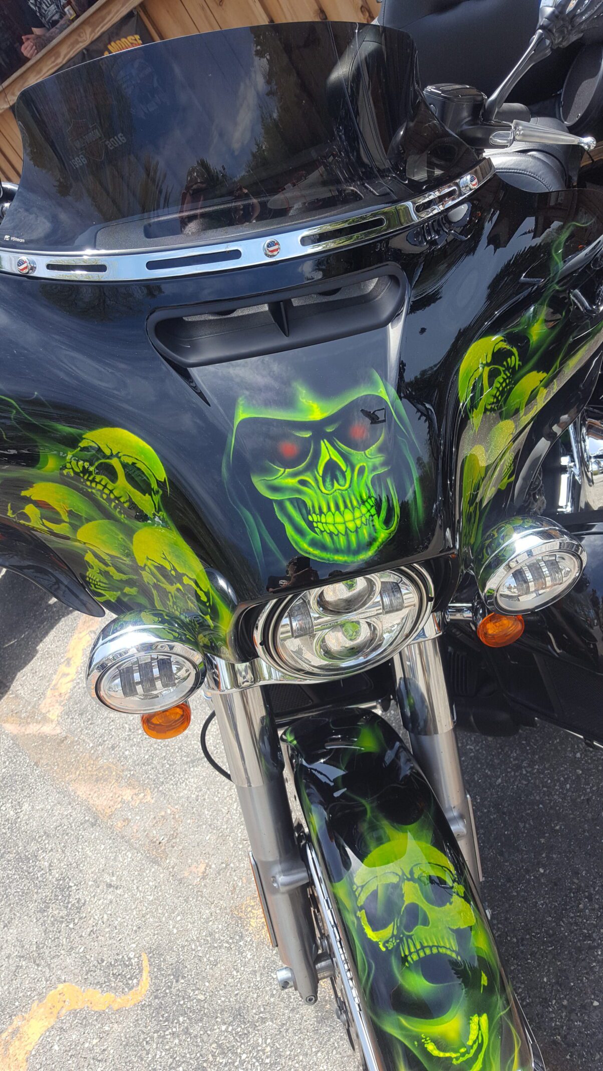 Motorcycle repair on the front view
