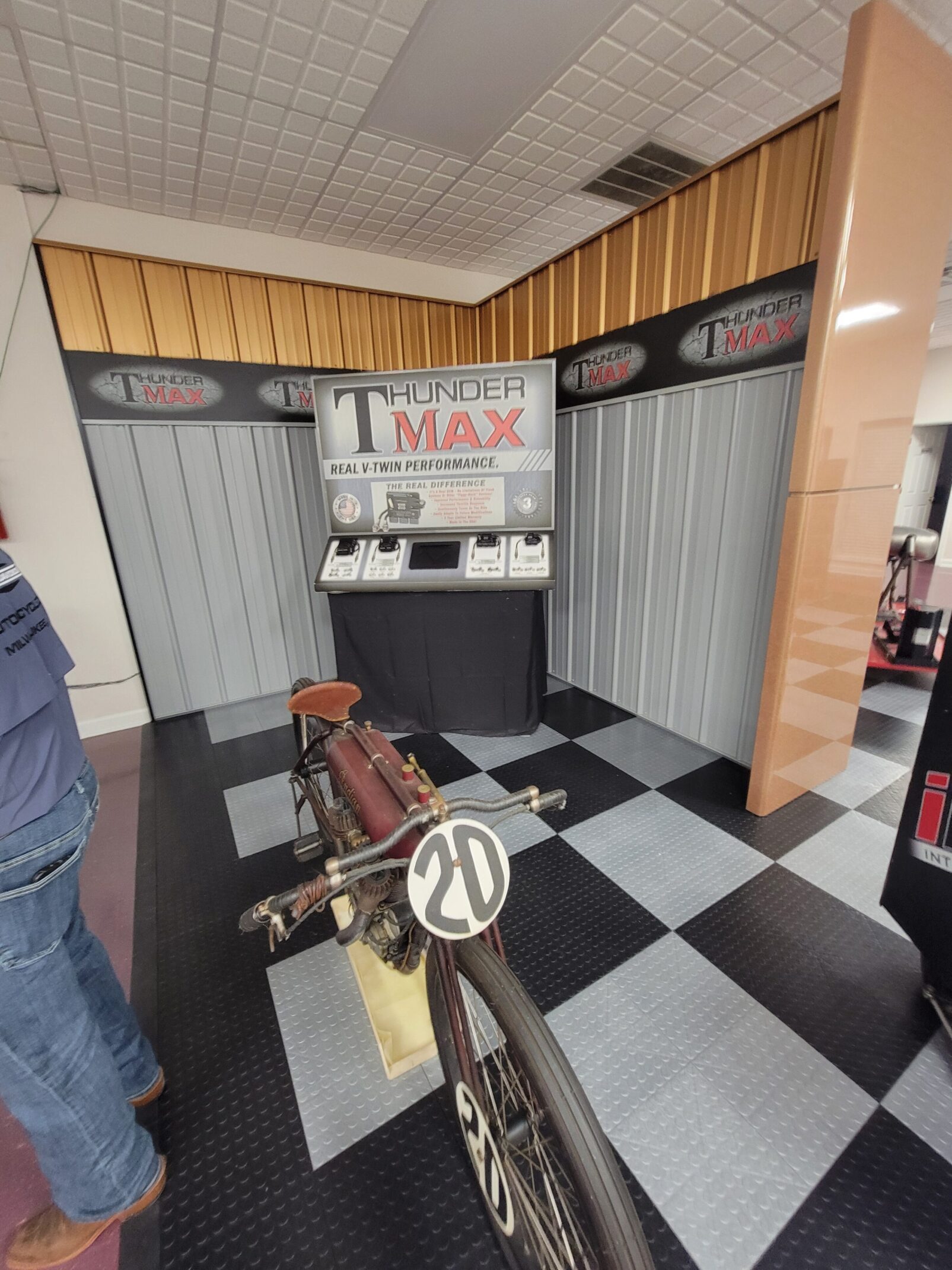 motorcycle repair shop floor