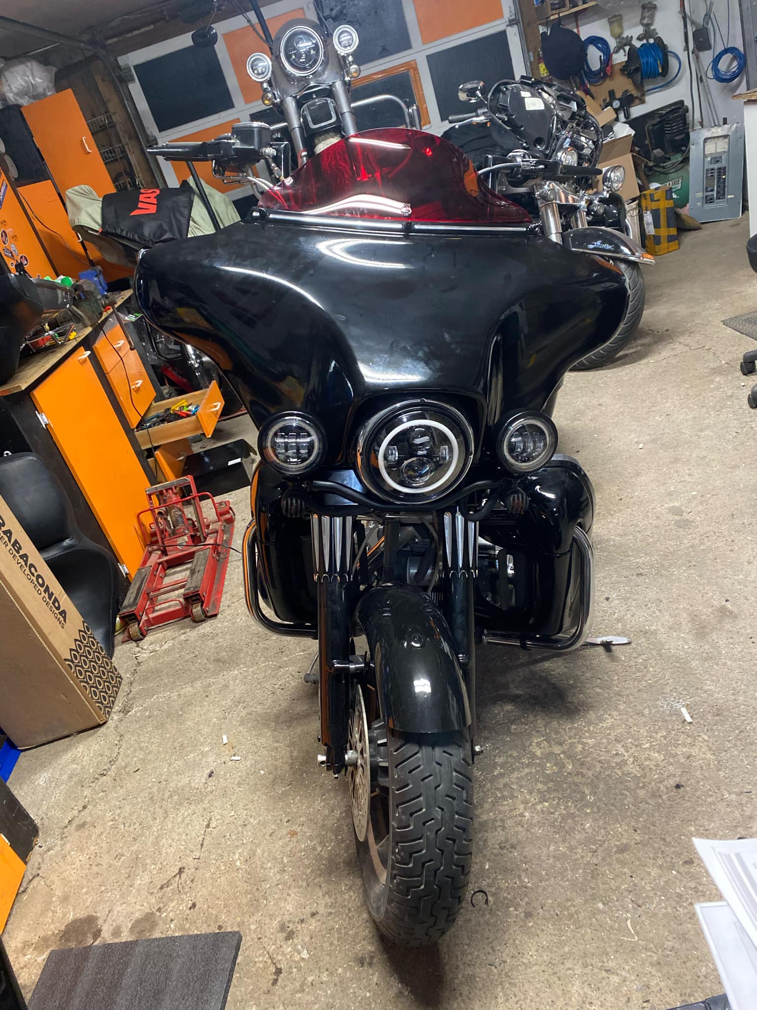 Motorcycle repair of a bike on the front